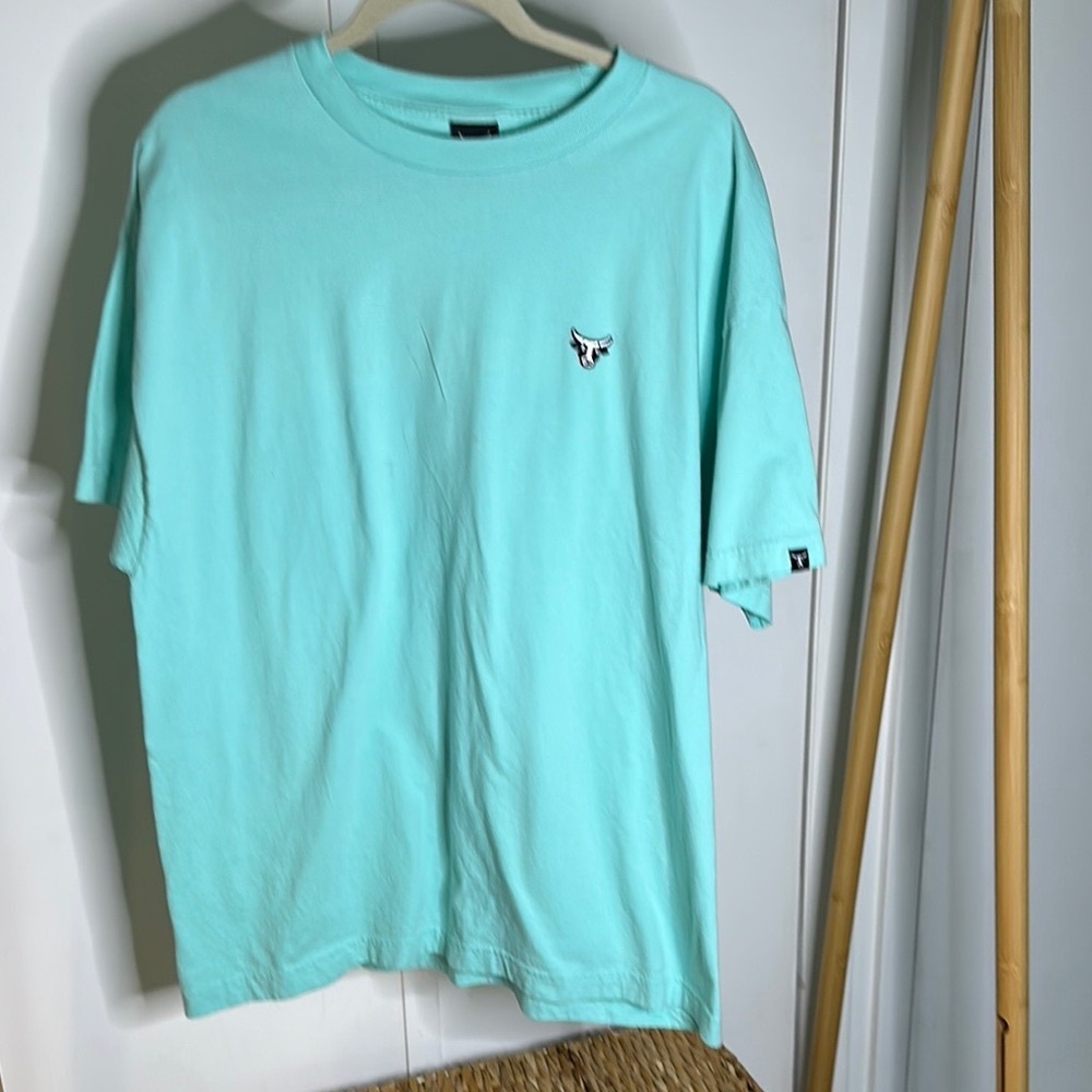 Aqua Short Sleeve Tee with Embroidered Logo